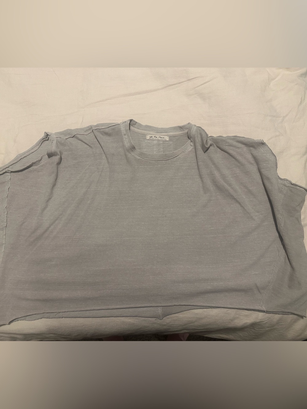 We The Free Rough Hemmed Light Gray Short Sleeve Crewneck Tee